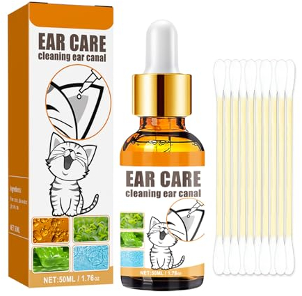 Tratamiento de ácaros para Perros y Gatos, Gotas para Los Oídos para Perros y Gatos con Plata Coloidal, para Mascotas, para Limpiar los oídos de Mascotas, para Perros, Gatos, EarMite, 50 ML