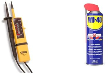Martindale VT12 Two Pole Voltage and Continuity Tester, Yellow & WD-40 Multi-Use Smart Straw 450ml Spray Aerosol Can Clean Rust Lubricant, blue
