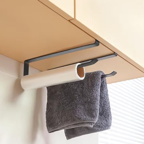 Littlegaofeithing 2pcs Porte Sopalin Mural,26cm Support pour Rouleau de Papier sans Perçage, Installation Vertical ou Horizontal,pour Cuisine, Salle de Bain, Placards,Noir
