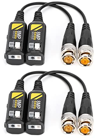 2 Paar 8MP/4K Passive HD BNC Video Transceiver Sender über UTP RJ45 Kabel AHD/TVI/CVI/CVBS Kabelanschlüsse für CCTV-Sicherheitskameras
