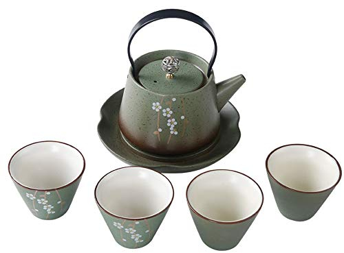 OQHAIR Juego de té Tetera con asa y Tazas de té Servicio para 4 Adultos Bellamente excelente Regalo de decoración del hogar Juego de té de cerámica para el hogar (Color: Rosa Tamaño: Tall