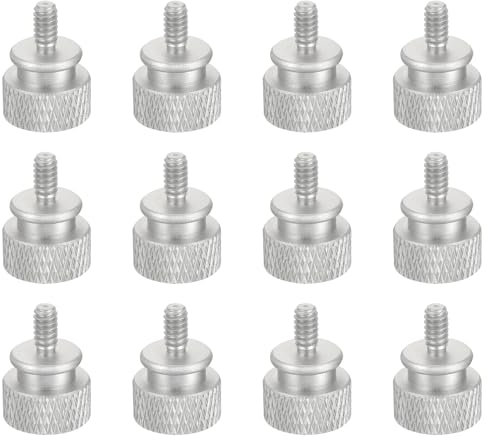 sourcing map 12pcs UNC6-32x6.5mm Knurled Thumb Screw Computer Case Threaded Hand Tighten Screws Aluminum Alloy for PC Case, Cement White