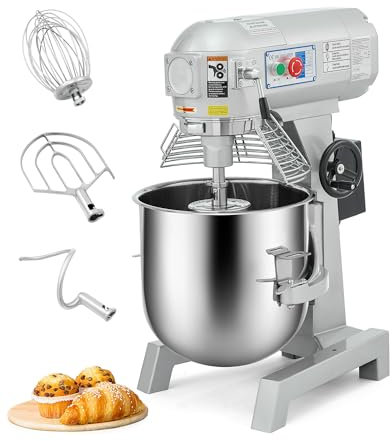 WILPREP 30 L Batidora Amasadora, 1100 W Mezclador de Alimentos Eléctrico, Batidora de Masa Acero Inoxidable, 3 Velocidades, Mezclador Comercial de Alimentos para Pan Pastel