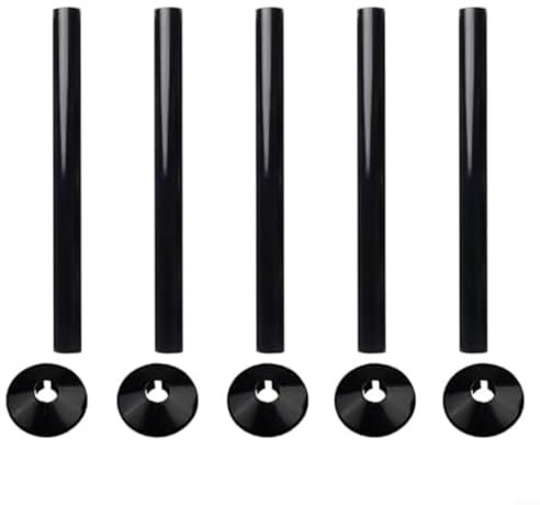 HOHOVYVY Black Radiator Pipe Covers, Radiator Pipe Covers 15 mm and Pipe Collars 300 mm x 15 mm Pipe PVC Black Plastic Pack of 5