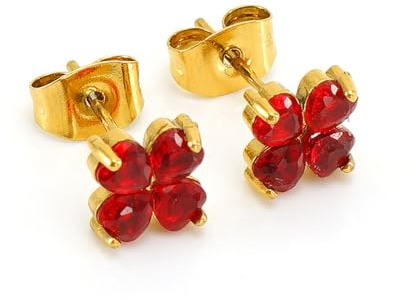 FFWTPY Kleeblatt Ohrstecker 18k Gold Ohrringe Kristall Schmuck Damen Elegante Stecker Hochwertige Juwelenqualität