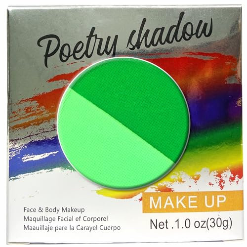 Maquillaje Facial y Corporal Profesional | Pintura de Color Profesional | Pintura Facial para Niños, Adultos, Disfraces, Festivales, Halloween 30G (2 verde - 1)