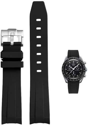 Ylfcly Silikon Armband für Omega x Swatch MoonSwatch/Rolex Uhr,Gebogenes Weiches Silikon Gummi Armband Omega x Swatch MoonSwatch Speedmaster Ersatzband Uhrenarmbänder Kautschuk 20mm 22mm