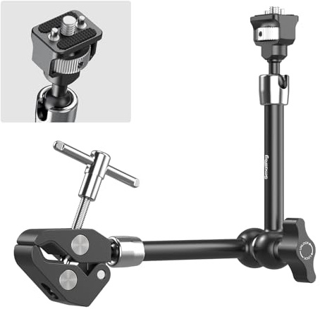 SMALLRIG 11 Zoll Magic Arm mit krabbenförmiger Klemme, Arm mit 1/4-20 Schraube und einziehbaren Stiften, für Action-Kameras, Monitore, Videoleuchten und Mikrofone – 5311