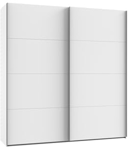 Schwebetürenschrank >Bert< in Weiß ? Eleganter Kleiderschrank mit 225 cm Breite, 208 cm Höhe und 65 cm Tiefe, 2 Schwebetüren, 2 Einlegeböden, 2 Kleiderstangen, Made in Germany, zerlegt geliefert