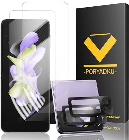 (2 Pièce) Verre Trempé pour Samsung Galaxy Z Flip 4 5G +Caméra Protecteur(2 Pièces), Anti-empreintes digitales, 9H Dureté, 3D Couverture Complète Protection Écran