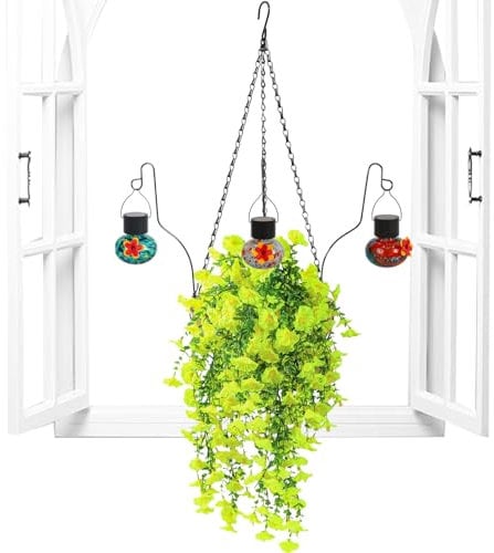 Gcerfby Artificial Plants Outdoor - Colorful Outside Fake Flowers With Bird Feeder,Artificial Plants for Backyard Birding Spring Fall Front Door Wall Deck Porch Gazebo