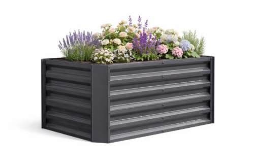 VCM Metall Hochbeet 120x60x57 cm – Rechteckiger Pflanzkasten für Garten & Terrasse – Großes Gartenbeet aus Metall, Pflanzenbeet ohne Boden, Galdo L