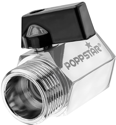 Poppstar Mini Kugelhahn 3/4 Zoll (IG 24,12 mm auf AG 26,44 mm), Messing verchromt