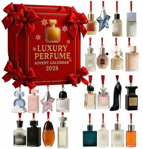 2025 Luxus-Parfum-Adventskalender, 24-Tage-Acrylglas-Parfum-Display-Geschenkset, 24 Tage Designer-Düfte für Frauen & Männer – Premium-Weihnachts-Countdown-Geschenkset (2 Stück)
