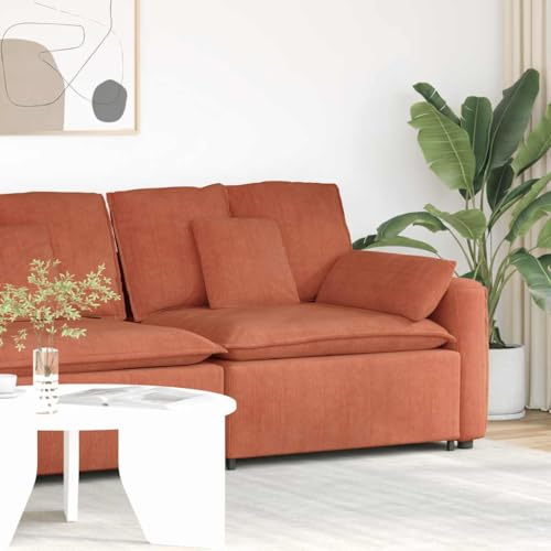 Hoopleep Modulares Sofa Endmodul mit Armlehne, Rot-Orange Cordstoff, 100 cm Sitzbreite, Metallrahmen, für Wohnzimmer, flexibel kombinierbar