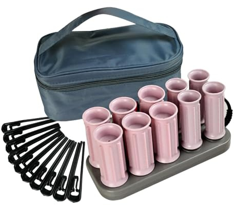 Milageto Lot de 10 Bigoudis Chauffants Électriques pour Cheveux, Chauffe Rapide 160 °C, Technologie PTC, 70 W, Outil de Coiffure Portable Professionnel, Tube à Friser, Cadeau Femme