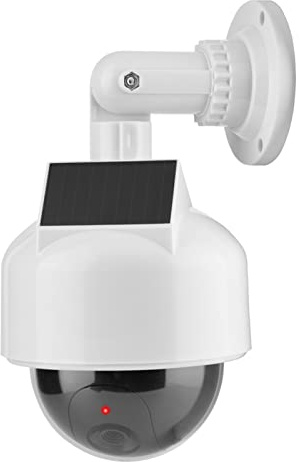 SIXRUN Fake-Dome-Überwachungskamera, Realistische Blinkende LED-Solar- und Batterie-Stromversorgung für Heimlager, wasserdichte CCTV-Kamera für den Innen- und Außenbereich