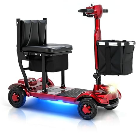 Ecomobi MS01F Folding Mobility Scooter for Seniors, Underglow Lights, Ample Multi-Zone Storage