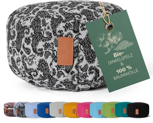 #DoYourYoga rundes Yogabolster - waschbarer Bezug, Bio-Dinkelspelz (KBA) Füllung, 30 x 15 cm, Yoga Kissen für Yin Yoga & Meditation - Style (3)
