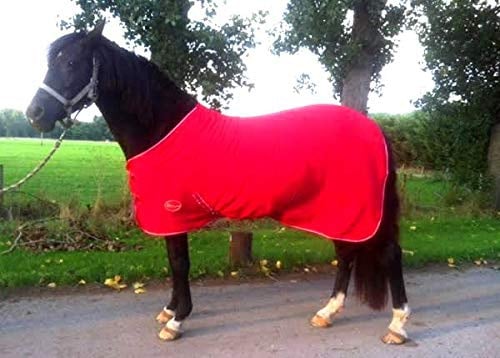 Pferdedecke aus Fleece, Motiv: Pony, Sheland, Größe wählbar, 1,8 m - 1,8 m, Rot
