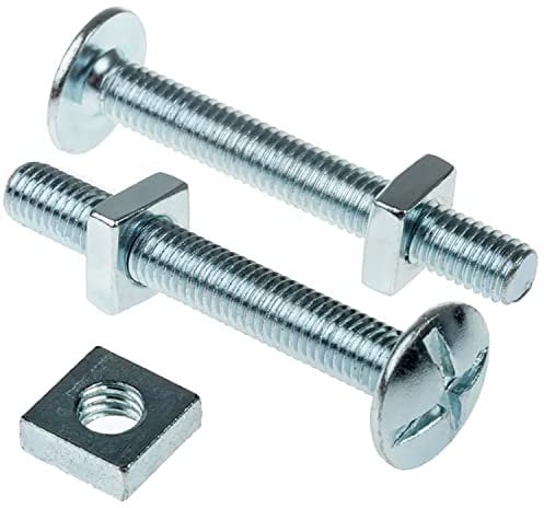 Pack of 100 x M6 x 40mm Roofing Bolts + Square Nuts