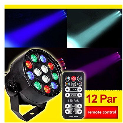 LED Par Licht 512 DMX LED Bühnenlicht Klangregelung mit Fernbedienung 7 Modi RGB Lichteffekte für Weihnachten Geburtstag Party Disco DJ schow Bühnenbeleuchtung (1 Stück, 12 LEDs)