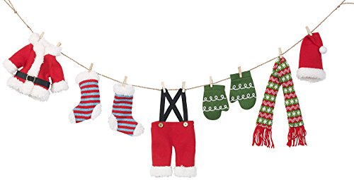 infactory Weihnachtsgirlande: Weihnachts-Deko-Girlande Weihnachtsmann-Wäscheleine, 140 cm (Weihnachtsmanngirlande, Weihnachts-Schmuck, Weihnachtsbaum)