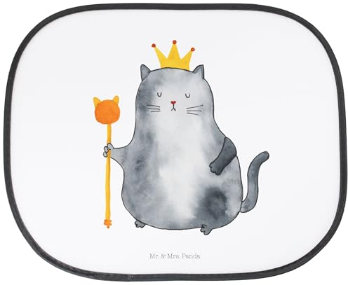 Mr. & Mrs. Panda Auto Sonnenschutz Katze König - Geschenk, Sonnenschutz Autoscheibe, Queen, erste eigenen Wohnung, Kater, Sonnenschutz für