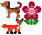 Happy Price Toys (Set 68) Hama Midi Stiftplattenbeutel kleiner Hund,Fuchs und Blume + 100 Bunte Bügelperlen