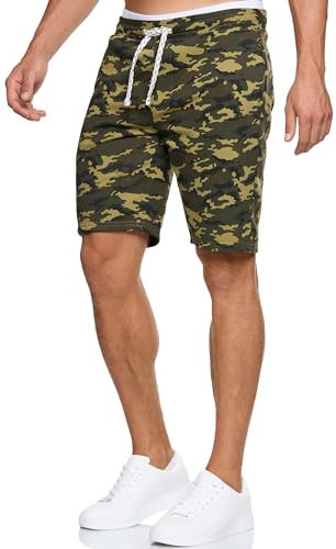 Indicode Hommes Aldrich SweatShorts | Pantalon Court de survêtement à Cordon de Serrage Dired Camouflage M