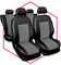 3er Set Saferide Autositzbezüge PKW universal | Auto Sitzbezüge Kunstleder Grau für Airbag geeignet | für Vordersitze und Rückbank | 1+1 Autositze vorne und 1 Sitzbank hinten teilbar 2 Reißverschlüsse