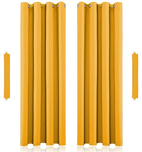 John Aird Blackout Curtains Thermal Energy Saving Eyelet Curtains for Bedroom & Living Room Including Tie Backs (Ochre, W 66 x L 90 (2 Panels)