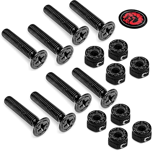 Fireball Dragon Black Stainless Steel Skateboard Hardware Set (Flat Phillips, 1.0)