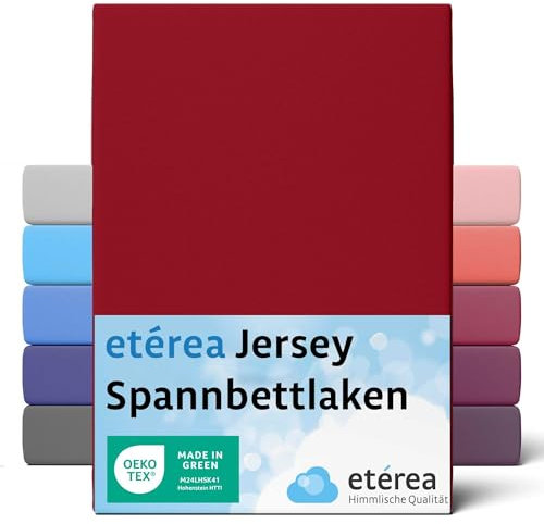 etérea Jersey Spannbettlaken 80x160cm - 80x180cm Kirsche bis 20 cm Höhe - 100% Baumwolle Spannbetttuch Oekotex - Bed Sheets Leintuch Bettbezug - Kinder Bettlaken 80x160 cm - 80x180 cm - Rot
