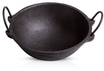 CRAFTING WITH LOVE A CAST IRON COOKWARE Cast Iron Cookware - 8 Inch Kadai [ Pre Seasoned / 1.2 L/Small ]