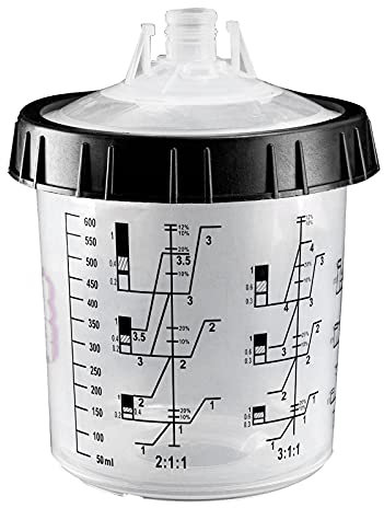 TiaoBug Kunststoff Lackmischbecher Farbmischbecher Einwegmischbecher Liners Kit für Lackierbetrieben Lackierereien 350ml 600ml Transparent B 600ML