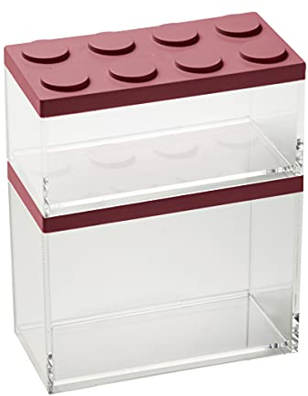OMADA Design Set 2 contenitori mattoncino per alimenti con coperchio impilabile e recipiente trasparente di alta qualità - Linea Brickstore