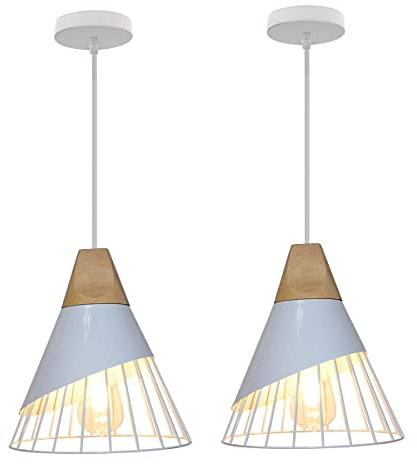 TOKIUS Lampada a sospensione Moderno Industriale Lampadas da soffitto E27 Legno e Metallo Lampadari e Plafoniere Interni Ø25cm Per Cucina Camera da letto