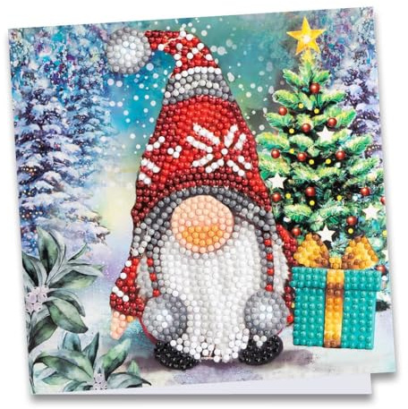 Ideen mit Herz Diamond-Painting-Grußkarte | 16 cm x 16 cm | 370 g/m² | Inkl. Umschlag & Werkzeug (Weihnachtswichtel mit Geschenk)