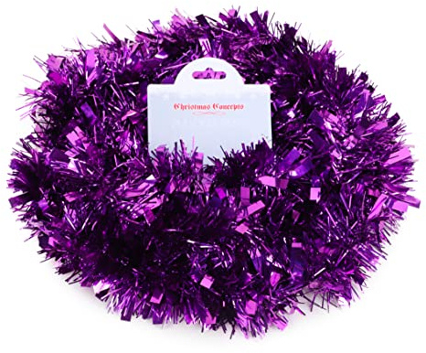 Christmas Concepts® 2m (6.6ft) Chunky/Fine Christmas Tinsel - Christmas Decoration Tinsel (Purple)