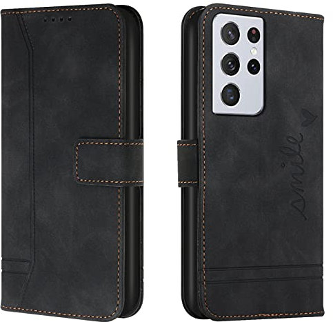 Lihondar Compatible with Samsung Galaxy S21 Ultra Case, Samsung S21 Ultra Case Wallet, PU Leather Folio Flip Cover with Card Holder Magnetic Closure Kickstand Case Cover for Samsung S21 Ultra(Black)