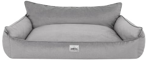 Bjird Hundebett - Hundekorb für kleine mittelgroße & große Hunde - Hundekissen - Hundesofa - Bezug abnehmbar und waschbar - Joker - Größe: XL/XXL: 132 x 106 cm - Asche Fancy