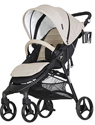 Nikimotion Autofold Sportwagen | Schnell zu falten | Hochwertige PU Räder | 4-fache Federung | Memory Foam Einlage | PU Ledergriff | Erweiterteres Sonnendach (Mink)