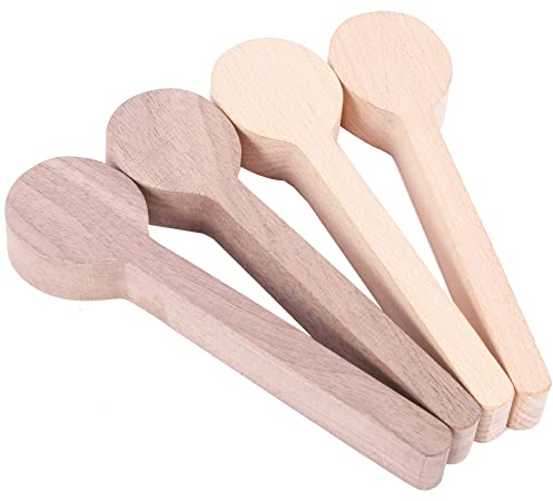 Bruafsir Wood Carving Spoon Kit Blank Beech and Walnut Wood Unfinished Wooden Craft Whittling Kit for Whittler (4Pcs)