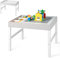 COSTWAY 3-in-1 Kids Activity Table, Wooden Children Building Blocks Table with Reversible Tabletop and Storage, Toddler Play & Build Desk for Learning Drawing Eating