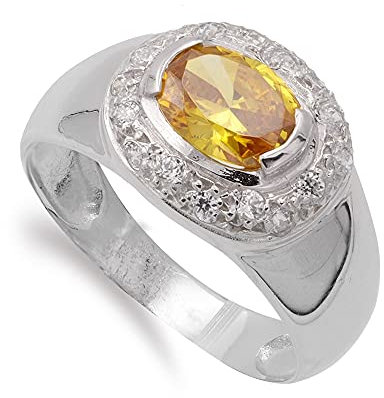 18 Karat Weißgold Ring Frau Zirkone Topas