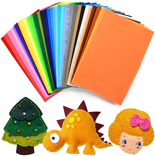 40 Farben Filzblätter A4 zum Basteln, 20 x 30cm Felt Fabric Filzplatten, Vliesstoff Stoff Filzplatten mit Zarte Berührung, Filz zum Basteln Viel Spaß, für Schüler, Erwachsene Kunsthandwerk DIY Nähen