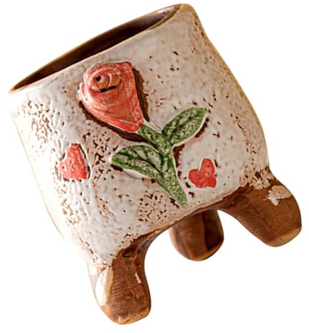 Didiseaon Wohnkultur Übertopf Süßer Mini-Übertopf Dreibein-Übertopf Dekorativer Blumentopf Für Den Innenbereich Keramik-Übertopf Blumenhalter Keramik-Übertopf Pflanztopf