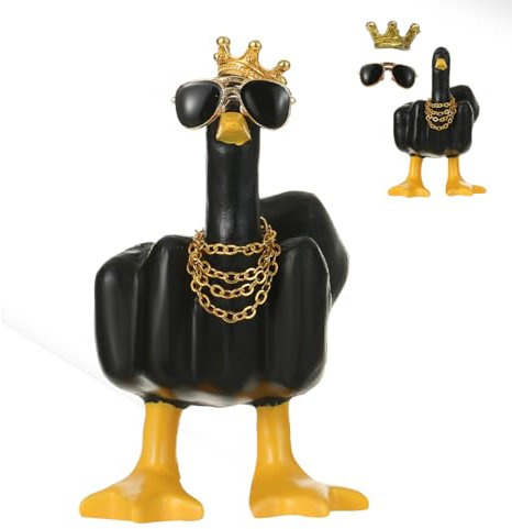 Lifelisa Mittelfinger-Geschenke, niedliche Schwarze Mittelfinger-Entenstatue für Heimdekoration, Enten-You-Skulpturen, Cooles lustiges Gag-Geschenk (schwarz)