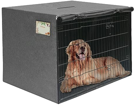 Hundekäfig Abdeckung, Abdeckung für Hundekäfige, Langlebiger Wasserdichter Winddicht Hundebox Abdeckung mit Doppeltür, für den innen und außenbereich(Nur Abdeckung,124 * 78 * 81cm(L*B*H))